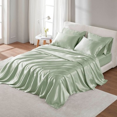 Sapphtopaz Luxury Satin Comforter Set, Bedding Set Fitted Sheet Set with 1 Flat Sheet,1 Fitted Sheet,2 Pillowcase, Machine Washable