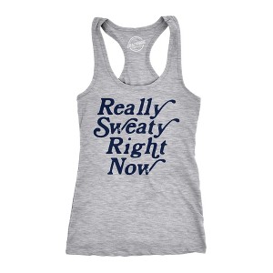 Womens Fitness Tank Really Sweaty Right Now Tanktop Funny Workout Gym Graphic Novelty Shirt - Crazy Dog Women's Tank Top - 1 of 4