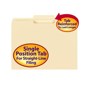 Smead File Folder, Reinforced 1/3-Cut Tab Center Position, Letter Size, Manila, 100 Per Box (10336) - 1 of 4
