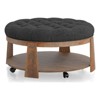 Sapphtopaz Storage Bench Ottoman with Storage Transitional Style Button Linen Tufted Seat Coffee Table Open Shelf for Bedroom, Living Room - 4 of 4