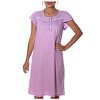 YafeMarte Women’s Short Sleeve Cotton Blend Nightgown with Lace Trim and Polka Dot Design - 3 of 4