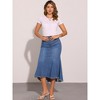 INSPIRE CHIC Women's Washed Denim High Waist Fishtail Pockets Casual Midi Skirt - 3 of 4