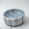 Gray Marmara Vessel Sink – Handcrafted Cylindrical Bathroom Basin, 15.94 Inch Polished Natural Stone Sink with Unique Veining, Durable Marble Bathroom - 2 of 4