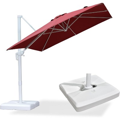 PURPLE LEAF Patio Umbrella White Cantilever Offset Umbrella Square Outdoor Umbrella with 360-degree Rotation for Garden Deck Pool