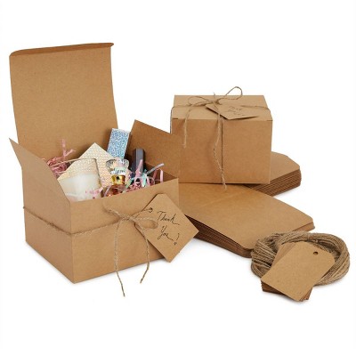 Stockroom Plus 25 Pack Brown Gift Boxes with Lids, Bulk for Wedding Favors, Birthday Party (6 x 6 x 4 In)