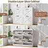 GustoWave 4 Turn Drawers Rattan Entryway Shoe Storage Cabinet, Freestanding Organizer, White - 3 of 4
