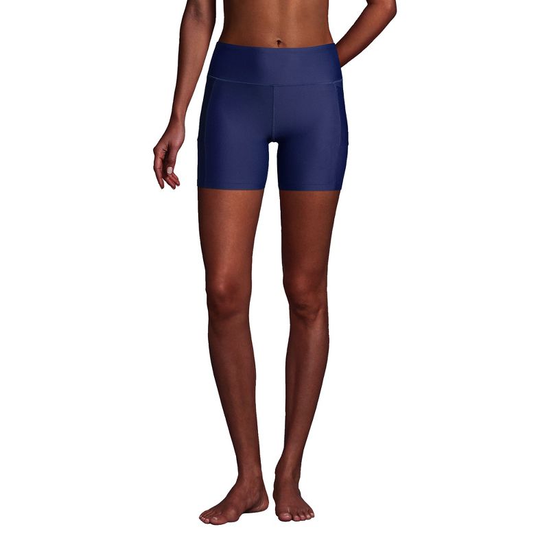 Lands' End Women's Chlorine Resistant High Waisted 6" Bike Swim Shorts with UPF 50, 1 of 6
