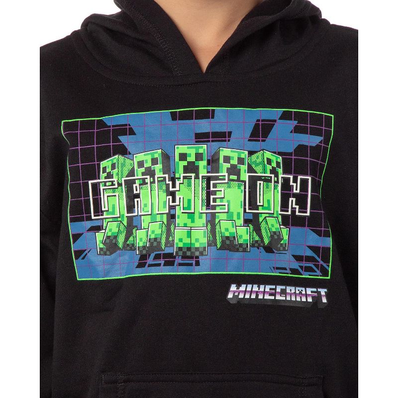 Minecraft Boys' Game On Creeper Mob Graphic Print Hoodie Sweatshirt, 3 of 6