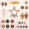 Aoibox 128 Piece Christmas Tree Ornaments Set Shatterproof Plastic Baubles Earth Tone 40mm to 150mm Hanging Decor for Holiday Party - 4 of 4