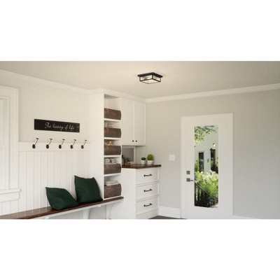 Earth Black Glass Flush Mount Ceiling Light with Clear Panels