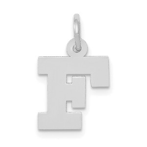 Black Bow Jewelry 14k White Gold, Amanda Collection, Small Block Style Initial F Pendant - 1 of 4