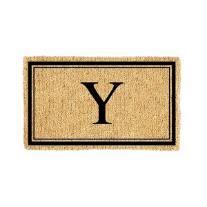 Evergreen Monogram Indoor Outdoor 100% Natural Coir Doormat 28" x 16" |  Letter  "Y" - 1 of 4