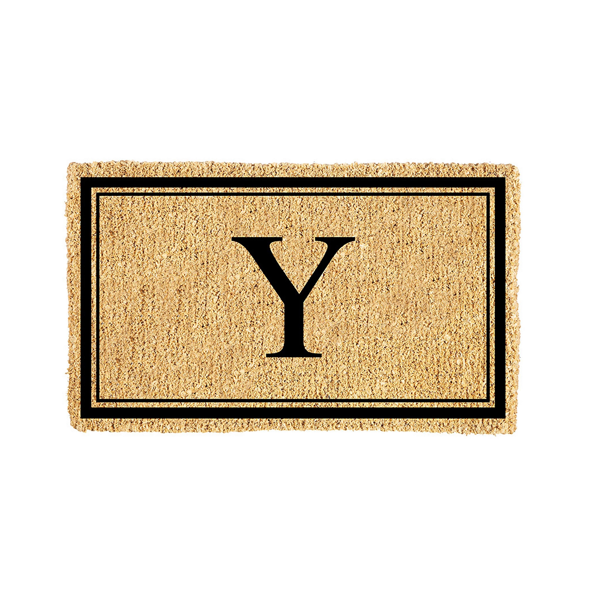 Evergreen Monogram Indoor Outdoor 100% Natural Coir Doormat 28" x 16" | Letter "Y"