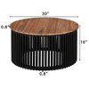 ChicFurnit Coffee Table Acacia Solid Wood Construction Stylish Brown and Black Design for Living Room, Brown, 34.7"*32.75"*10.5" - 3 of 4