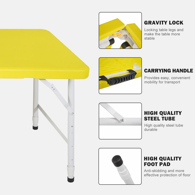 4ft Portable Folding Table Folding Table for Camping, 4 of 6