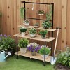3 Tier Plant Stand with Wheels, Gridwall Display Stand with Gridwall Panels & Hanging Bar, Heavy Duty Metal Plant Shelf Rack for Home Garden - 4 of 4