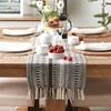 Design Imports  Braided Stripe Jacquard Fringe Table Runner, 15X108", Dark Brown - 2 of 4