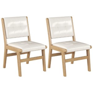 NicBex Dining Chairs Set of 2 PU Dining Chair No Armrest with Wooden Legs for Kitchen, Living Room, Bedroom - 1 of 4
