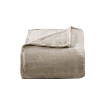Poppy & Fritz Solid Ultra Soft Plush Beige Twin Blanket
