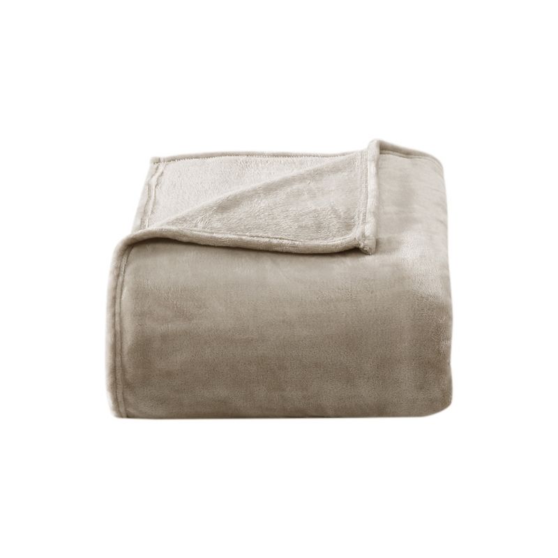 Poppy & Fritz Solid Ultra Soft Plush Beige Twin Blanket, 1 of 7