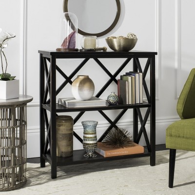 Lucas Distressed Black Pine Wood Etagere Display Stand