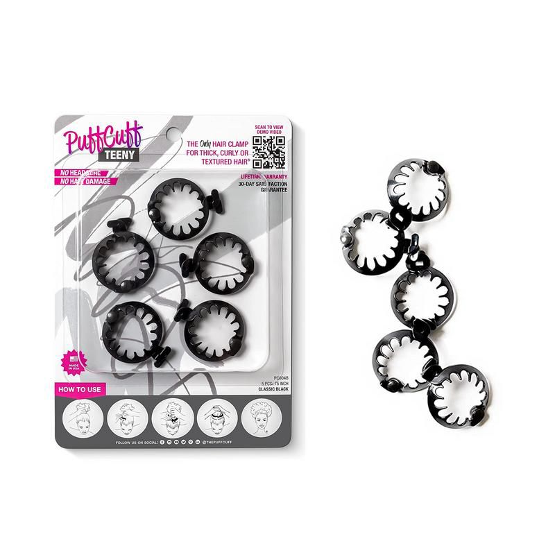 Teeny 0.75 Inch Hair Clamps for Big Hair - Painless, Damage-Free Styling Tool - 5 Pieces - PuffCuff, 1 of 10