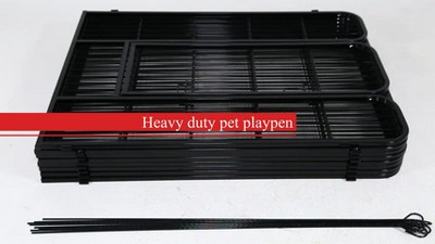 Black Metal Adjustable Pet Playpen with Doors