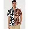 Lars Amadeus Men's Irregular Printed Summer Short Sleeve Button Down Hawaiian Camp Collar Patchwork Shirt - 2 of 4