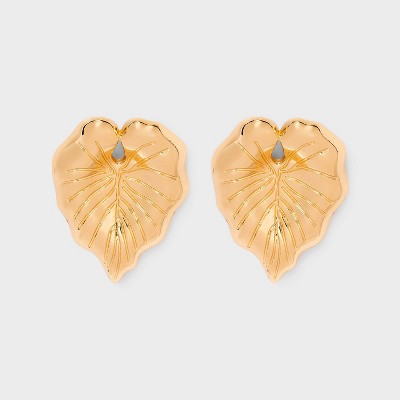 Gold Leaf Stud Earrings - A New Day™ Gold