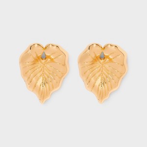 Gold Leaf Stud Earrings - A New Day™ Gold - 1 of 2