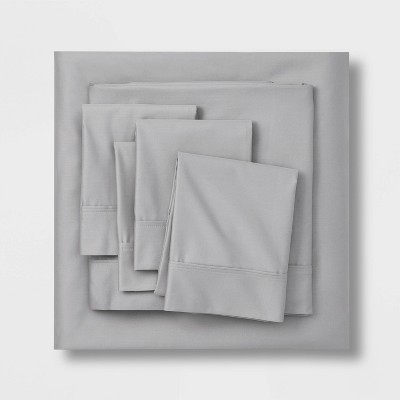 Queen 6pc 800 Thread Count Solid Sheet Set Light Gray - Threshold™
