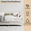 Jojoka Twin Daybed with Trundle, Metal Sofa Bed Frame with Floral Headboard, Pull-Out Wheeled Trundle, Sturdy Steel Slats - 4 of 4