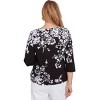 Alfred Dunner Womens Asymmetric Floral Monotone Crewneck Top - 2 of 4