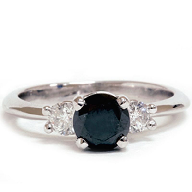 Pompeii3 1 3/8ct Black Diamond Engagement Accent Anniversary Ring 14k White Gold, 2 of 6
