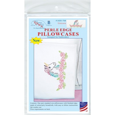 Jack Dempsey Stamped Pillowcases W/White Perle Edge 2/Pkg-Unicorn