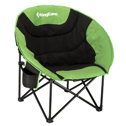 Kingcamp Foldable Saucer Moon Lounge Chair With Cupholder Storage Pocket For Indoor Home Or Outdoor Camping And Tailgating Use Black green Target