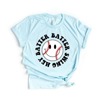 Simply Sage Market Women's Hey Batter Batter Smiley Face Short Sleeve Graphic Tee