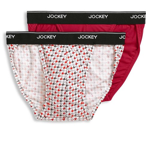Jockey Mens Elance String Bikini 2 Pack Underwear String Bikinis 100%  cotton s Boysenberry/Varsity Herringbone