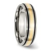 Black Bow Jewelry 6mm Titanium & 14K Gold Inlay Antiqued/Brushed Grooved Band - 4 of 4