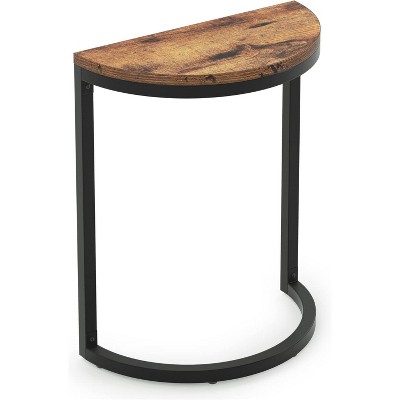 Tribesigns End Table Half Round,Slim C Narrow Side Table with Metal Frame