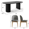 9-Piece Oval Dining Table Set, 79'' Pedestal Table with 8 Upholstered Linen Fabric Chairs, Modern Dining Room Furniture for 8-Maison Boucle - 3 of 4