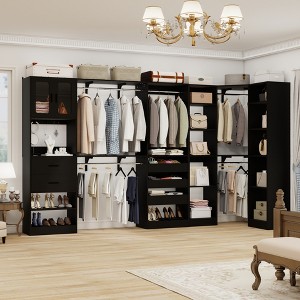 Aheaplus 100" × 100" Closet System wth Door and Wooden Drawers(Adjustable Width) - 1 of 4