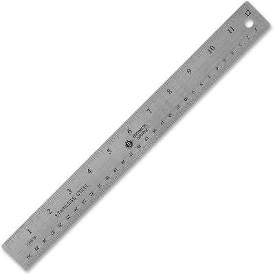 Business Source Stainless Steel Ruler 12" L Nonskid Silver 32361