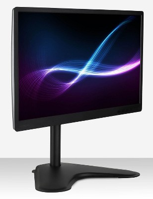 Black Adjustable Steel Single Monitor Stand with 360-Degree Rotation