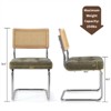 Set of 4 Kylie 20.5" Wider Tufted Seat Upholstered Fabric Chairs with Chrome Legs And Mesh Backrest Cane Rattan Dining Chairs - Maison Boucle - 3 of 4