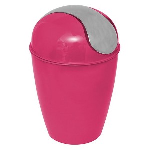 Evideco French Home Goods Pink Mini Trash Can for Countertop 0.5 Liter -0.3 Gal Chrome Lid - 1 of 3