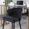 21" Velvet Upholstered Counter Height Stool with Deep Channel Tufting and Tipped Metal Legs for Kitchen, Bar, or Dining Room - 3 of 4