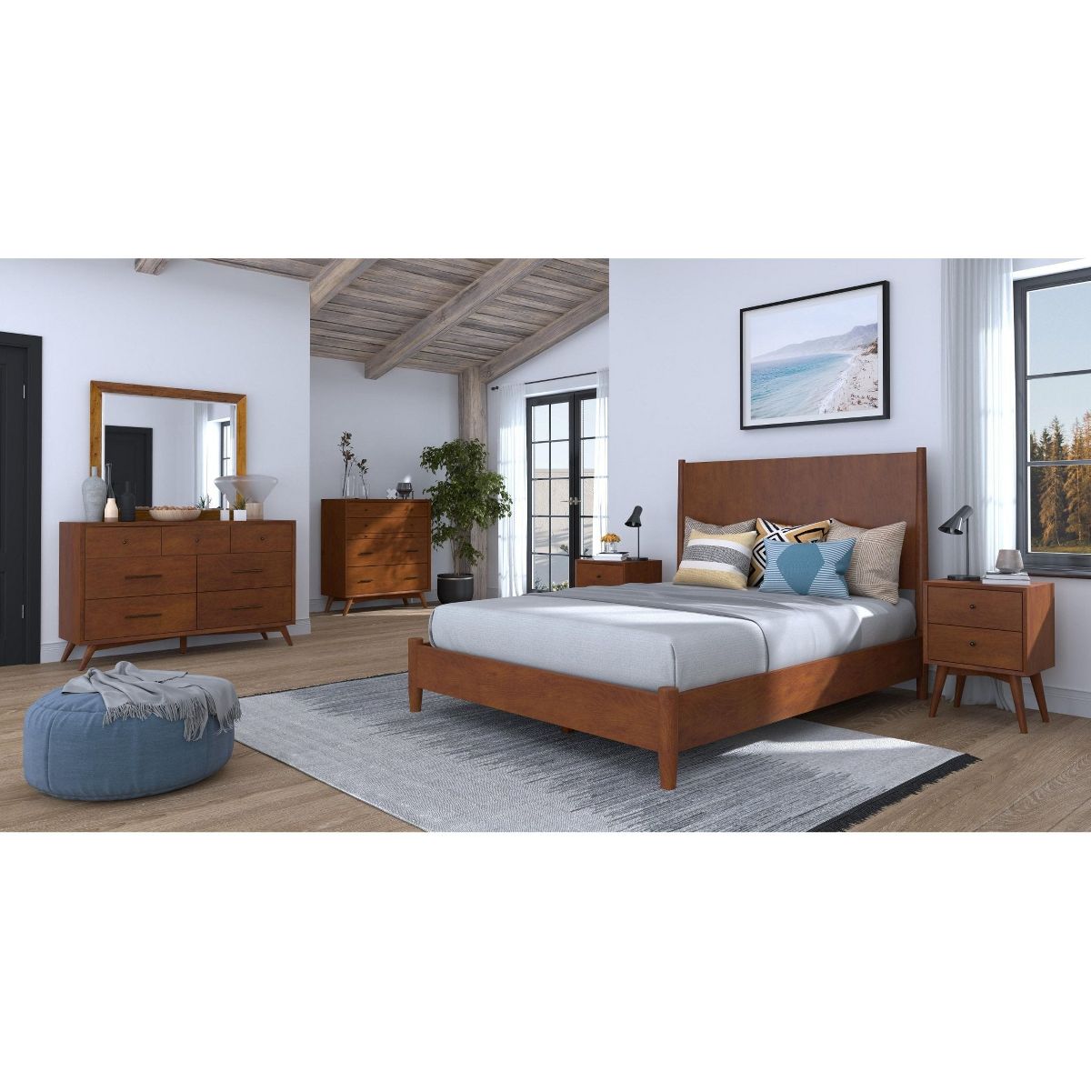 Flynn 2-Drawer Nightstand in Chestnut | Alpine Furniture - thumbnail 10