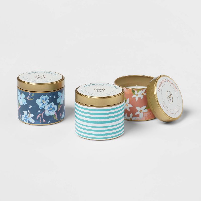4oz Mini Grab Tin Candle with Patterned Wrap Label Gift Set Fresh and Herbal - Opalhouse&#8482;, 4 of 9