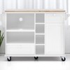 50.8" Rolling Kitchen Island Cart with Solid Wood Top, Storage Cabinet, 2 Drawers, Open Shelves,Microwave Stand for Kitchen, Kitchen Cabinets - 3 of 4